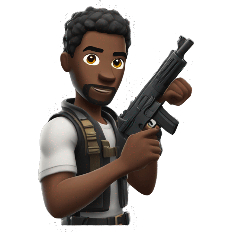 Black man with a gun in Fortnite  emoji