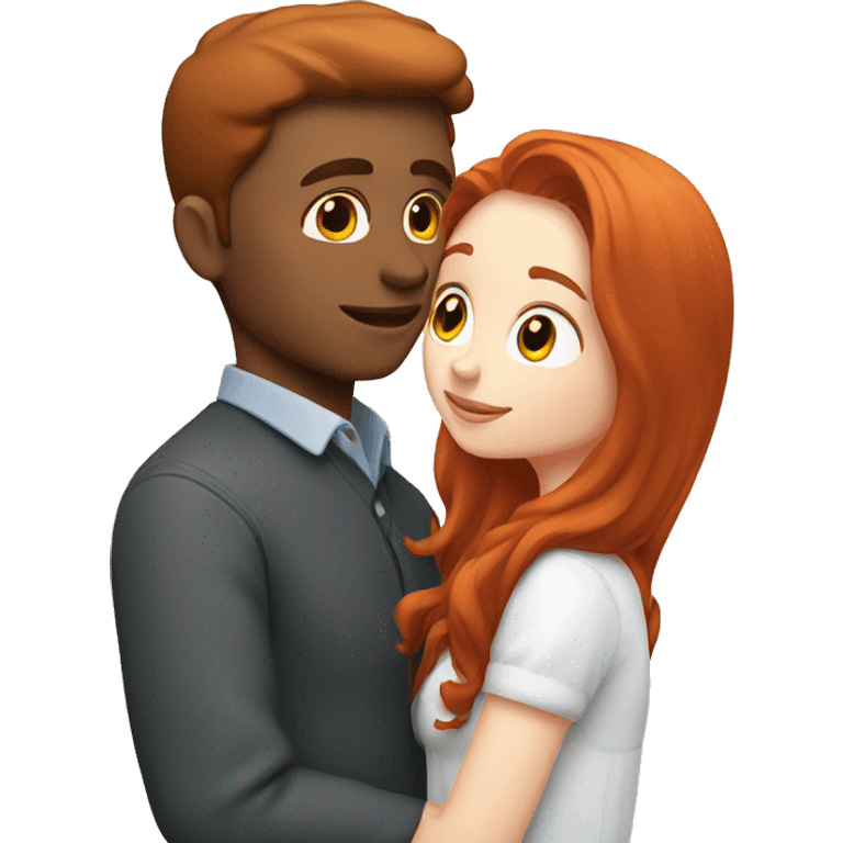 Brunette man Kissing Redhead girl emoji