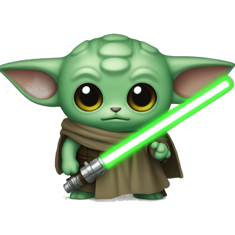 Grogu with a green lightsaber emoji