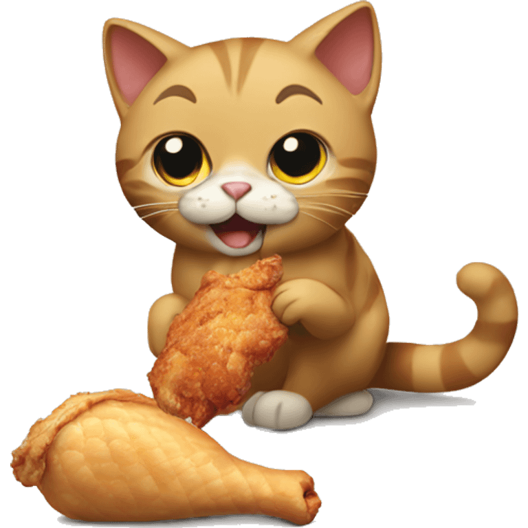 Cat eating chicken  emoji