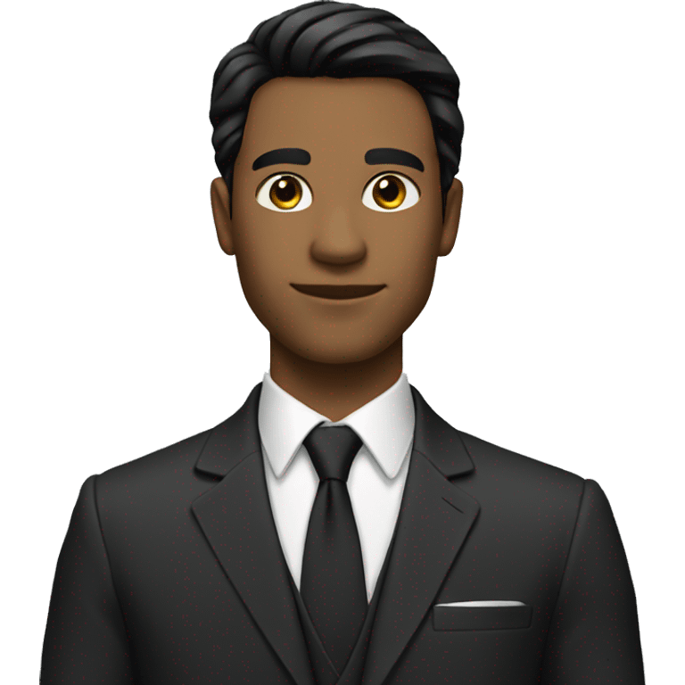 Young Man in suit and tie with shoulder length black hair emoji