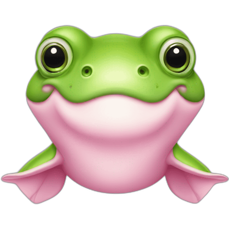 Pink beluga whale with the face of a frog emoji