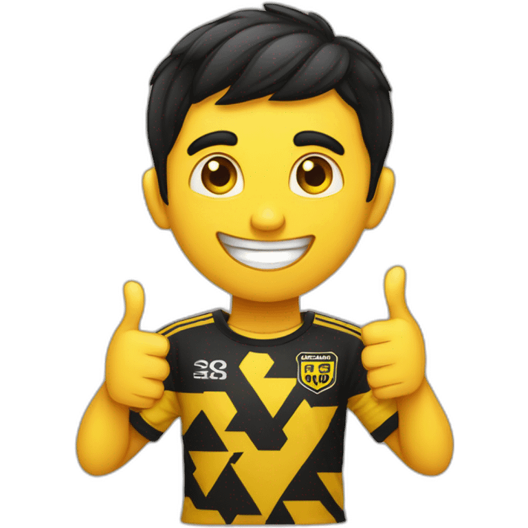 Hyderabad Fc Football Club Supporter yellow and black pattern t-shirt thumbs up indian boy black hair half body emoji