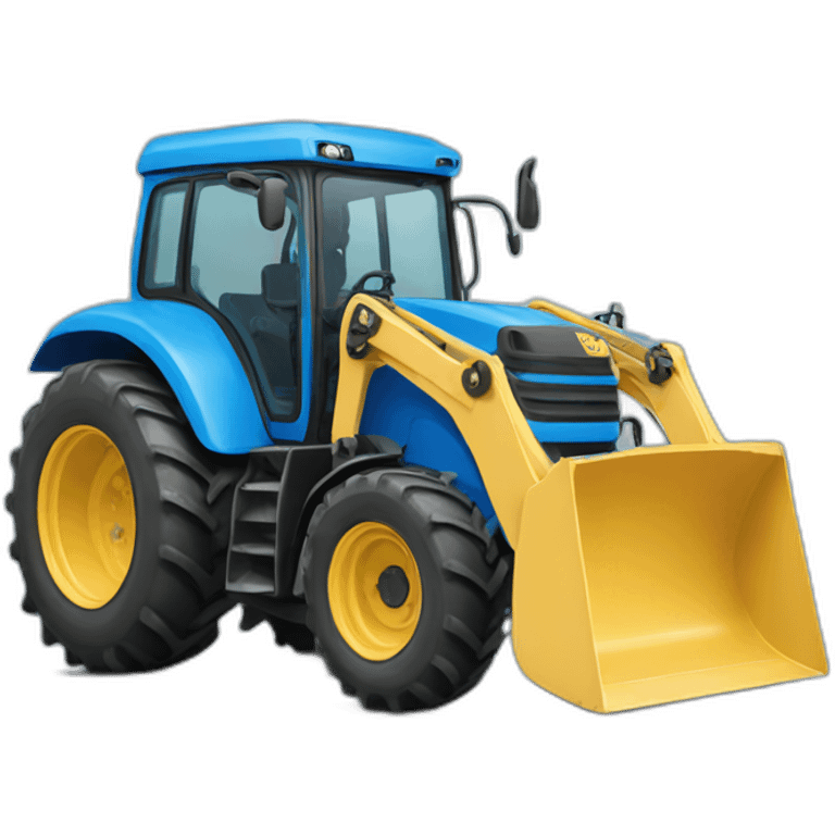 blue tractor with a shovel front emoji