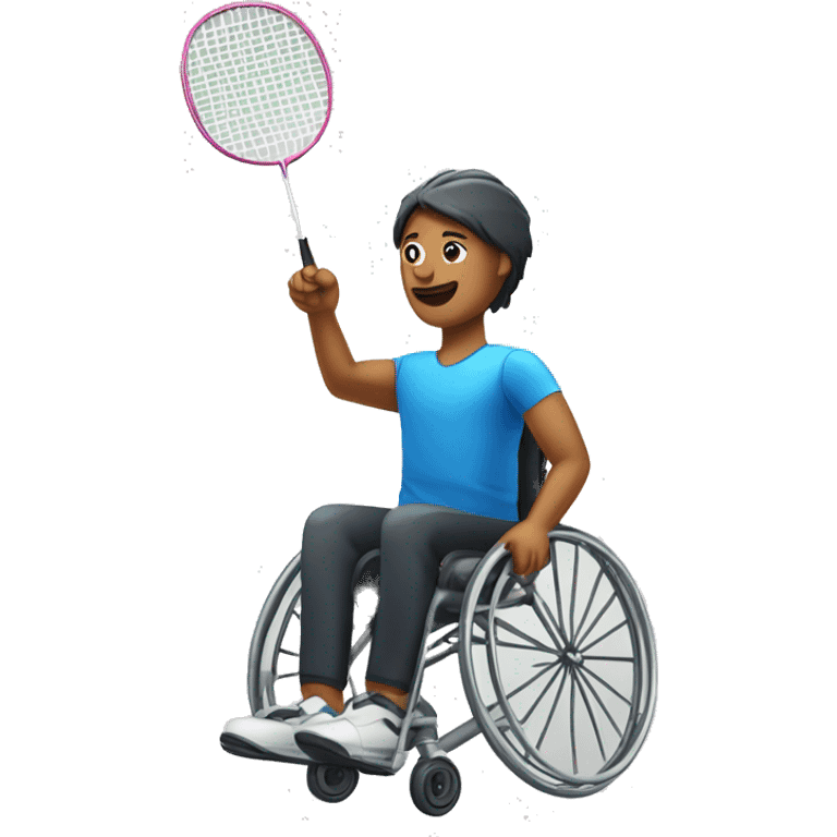 person in wheelchair playing badminton emoji