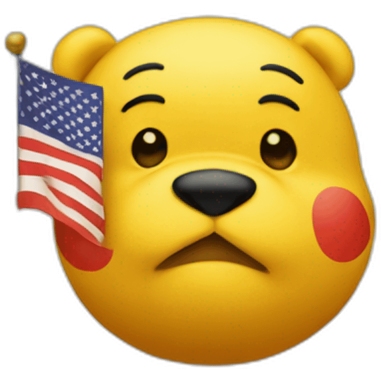 pooh face in front of china flag emoji