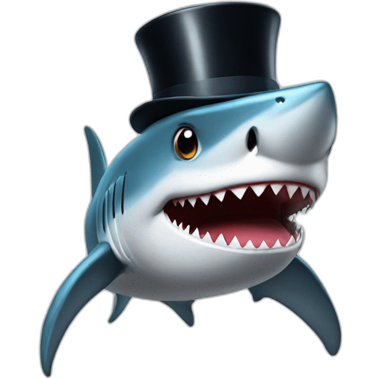 Shark with a top hat emoji