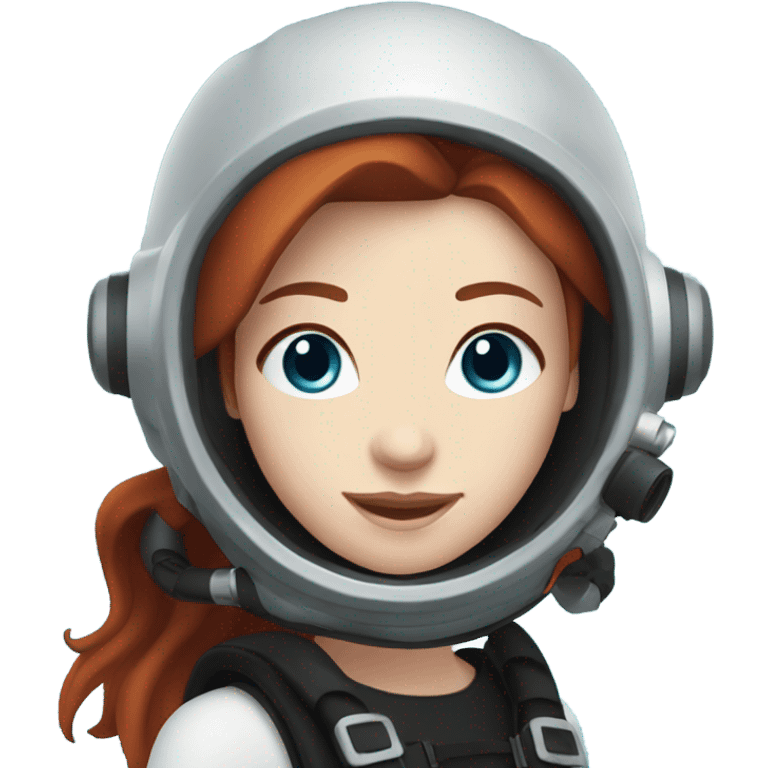 A young woman with red/ brown hair, blue eyes and pale skin scuba diving  emoji