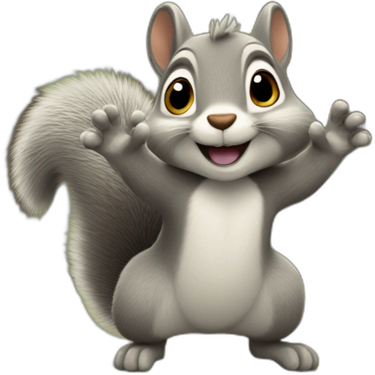 the squirrel stands with its paws open for hugs emoji