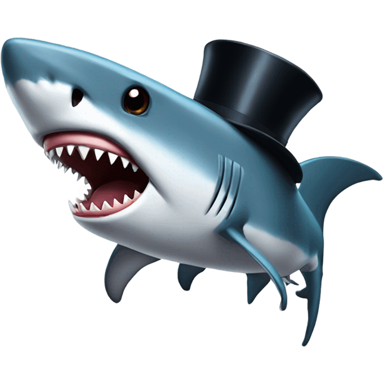 Shark with a top hat emoji