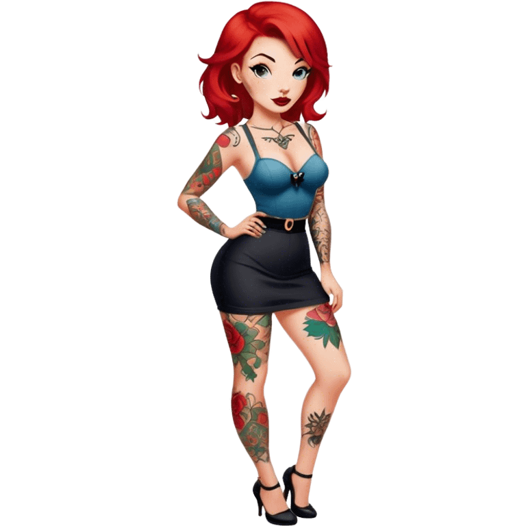 Red haired full body tattooed pin up emoji