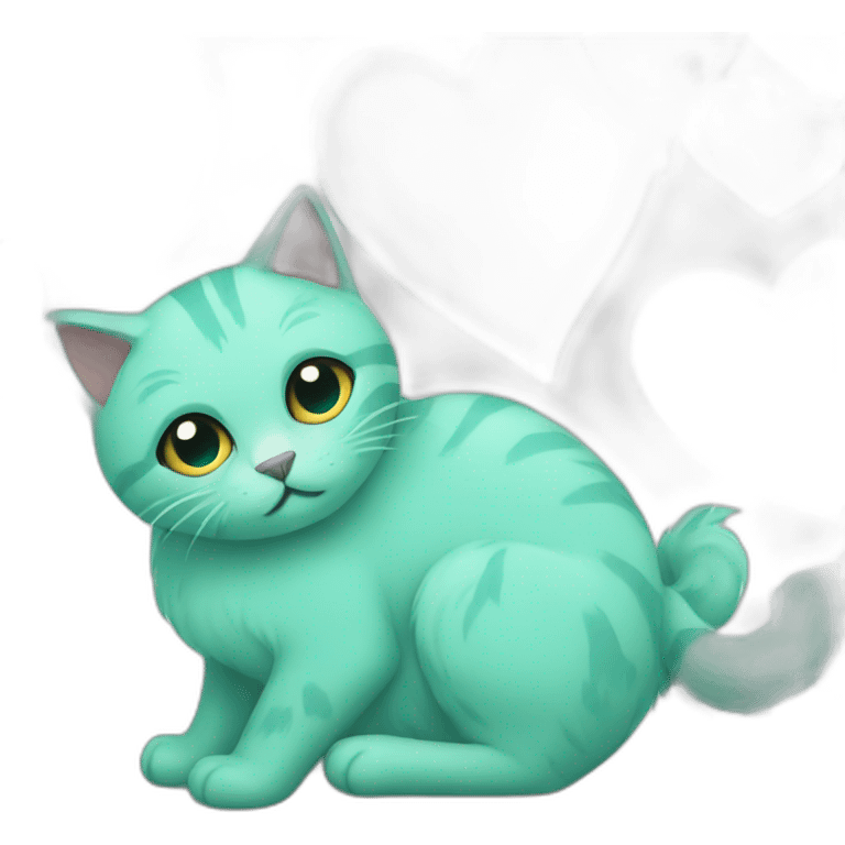 Turquoise cat love emoji