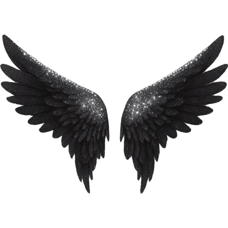 sparkly pair of black angel wings emoji