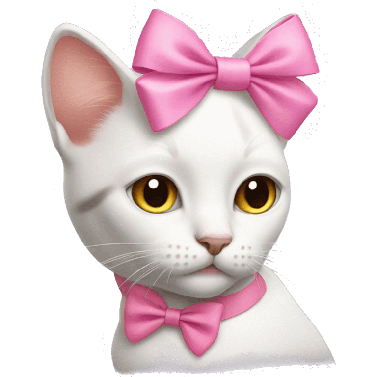 cat with pink bow on left side of head emoji