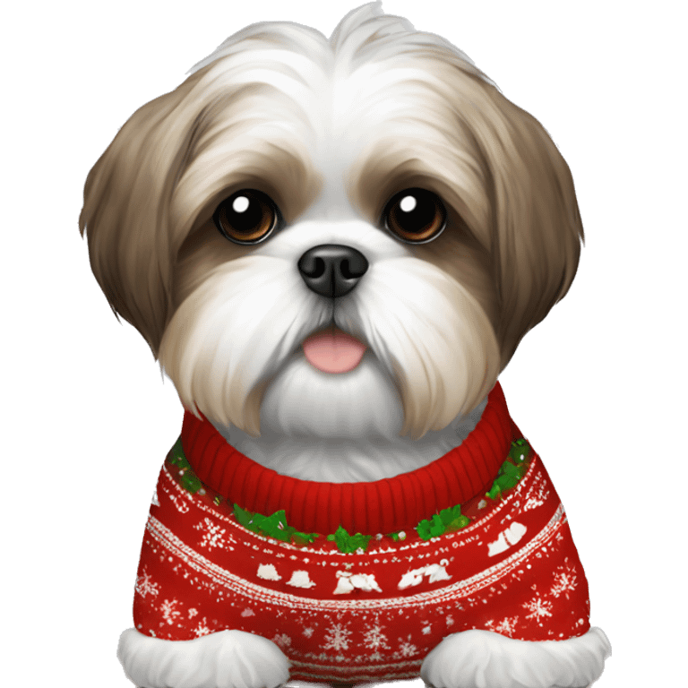 Shih tzu wearing christmas Sweater  emoji