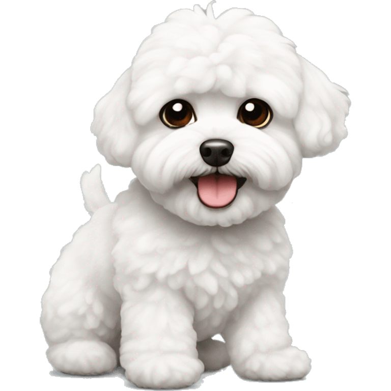 White maltipoo with black ear fur emoji