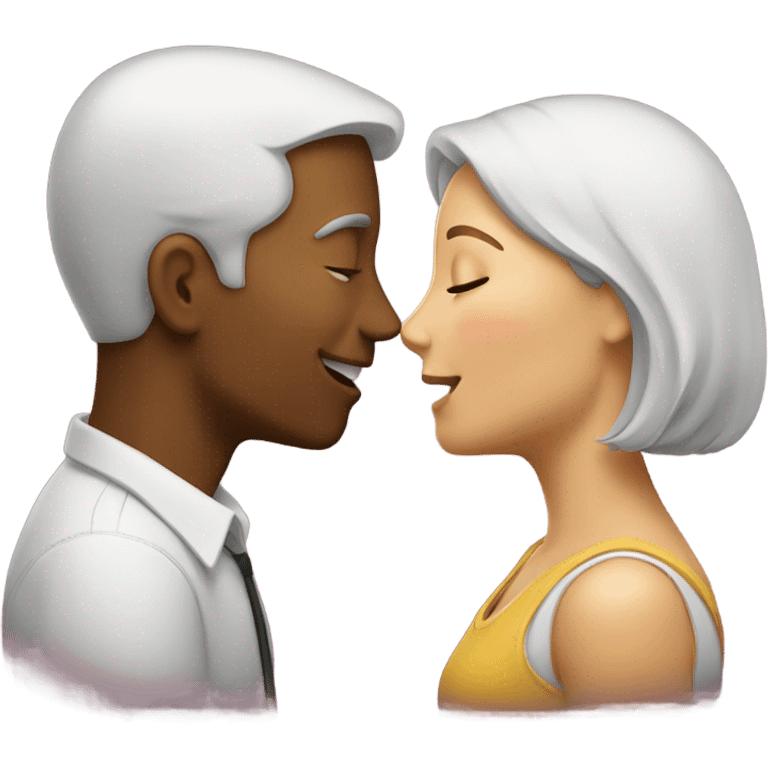 Man and woman blushing and kissing emoji