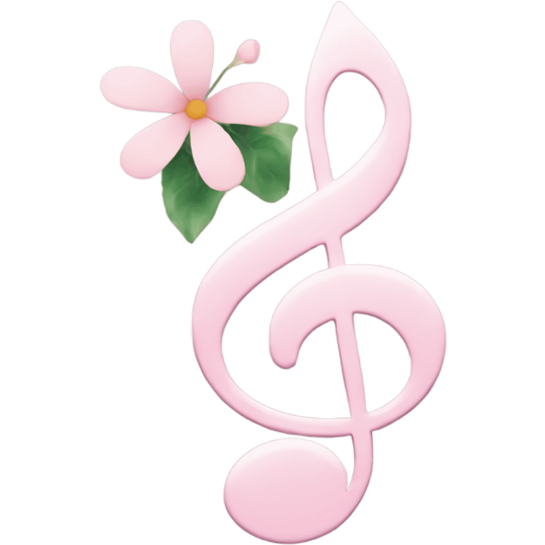 Pale pink music note with pale pink flower  emoji