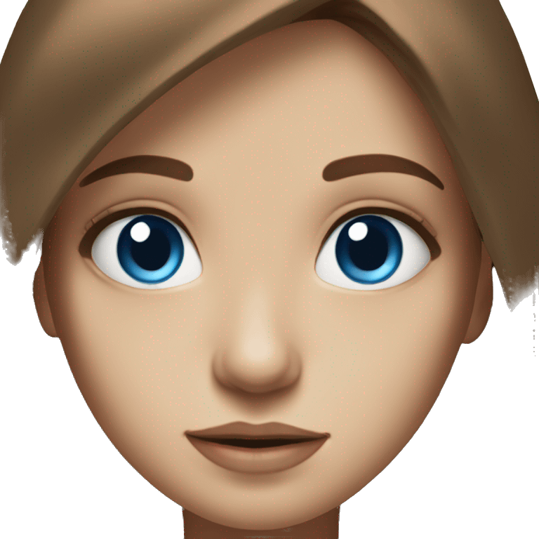 realistic portrait of a girl with blue eyes and brown long hair emoji