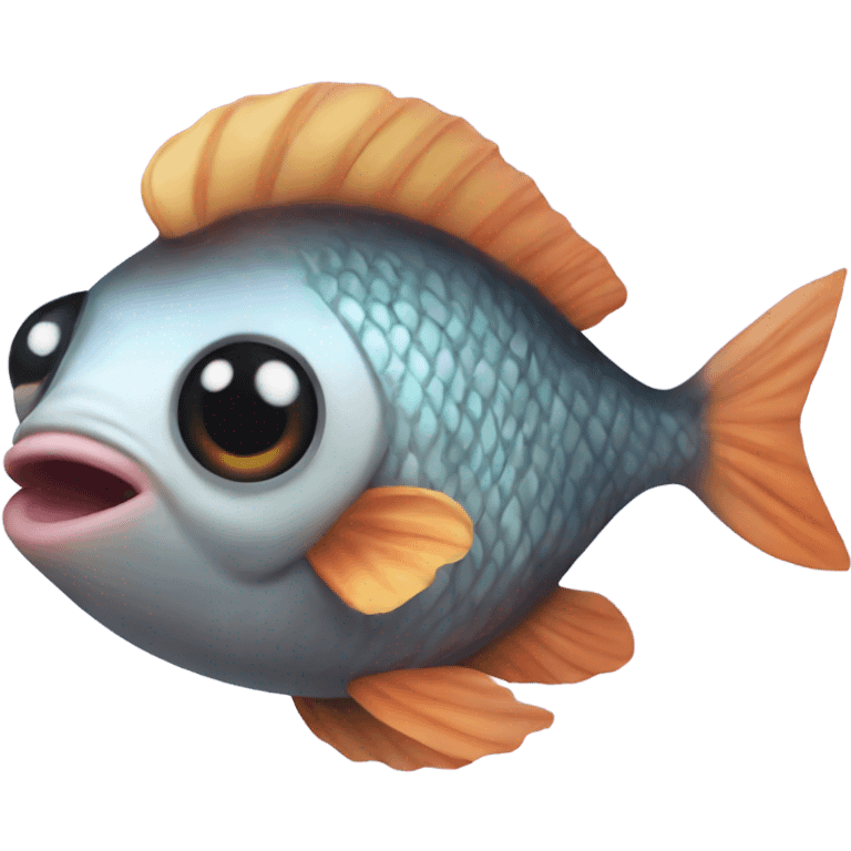 Fish with big pusring lips and big eyelashes emoji