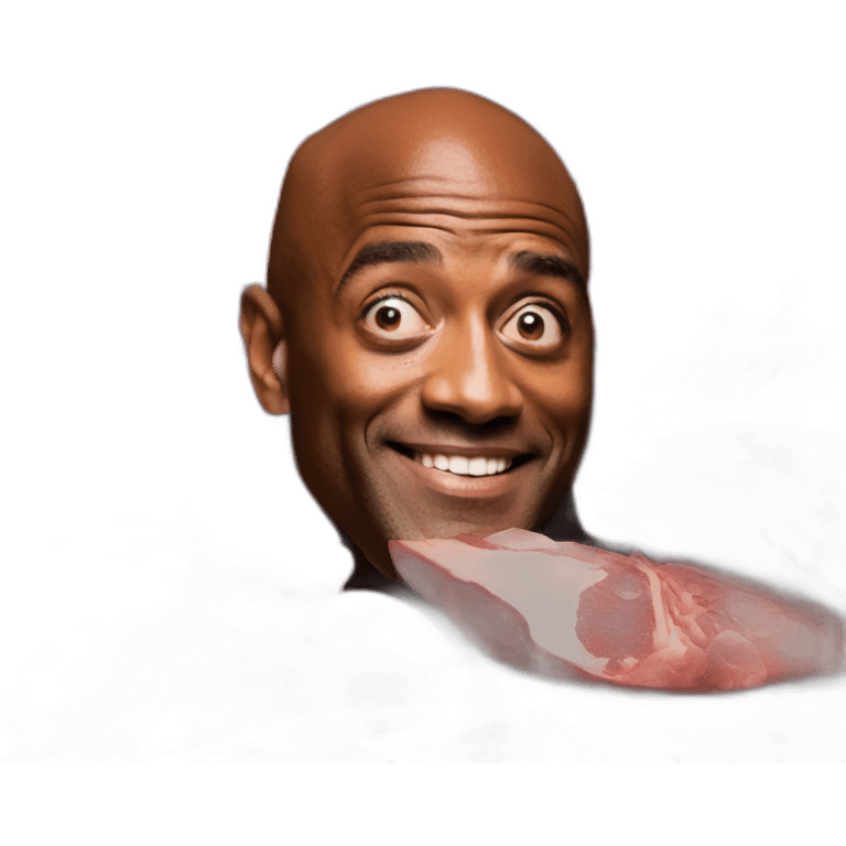 Ainsley Harriott hiding in a big pile of meat emoji