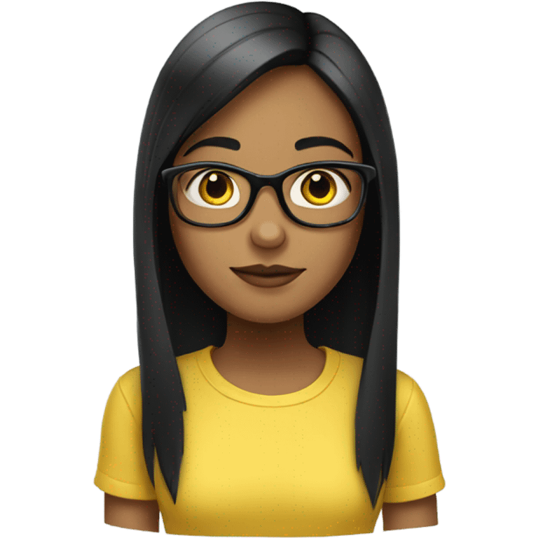 BLACK-straight-haired-girl-glasses-YELLOW-shirt emoji