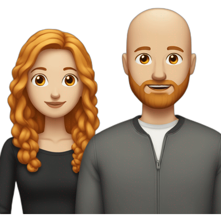 bald white man with black beard and girlfriend with long ginger hair emoji