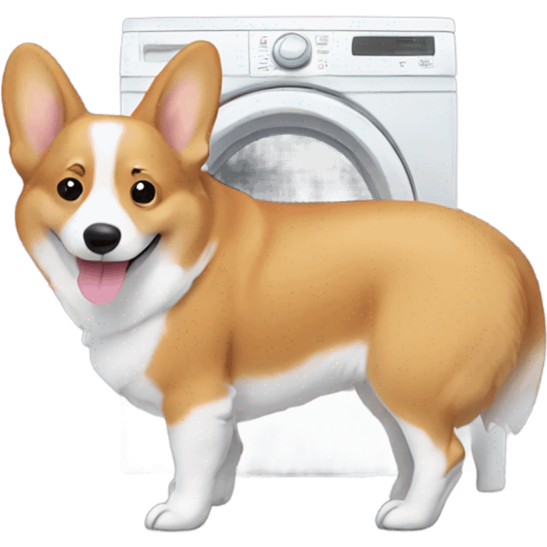 Corgi doing laundry emoji