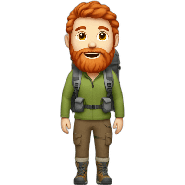 Redhead with beard hiking emoji