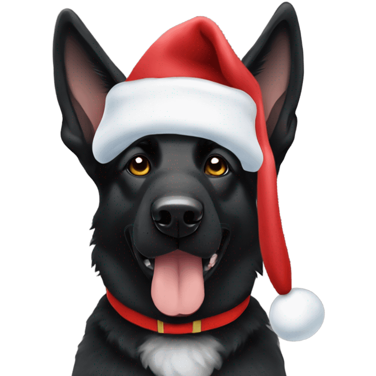 Black German shepherd Santa clause emoji