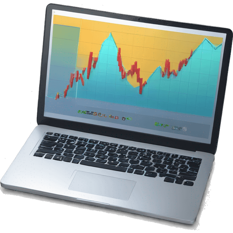 laptop with stock chart on stock market website emoji