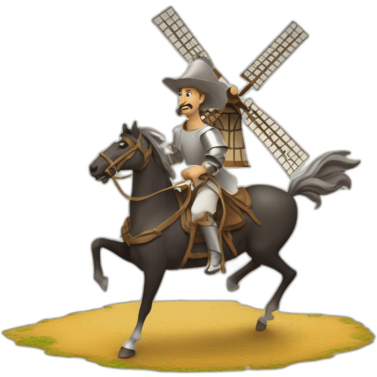 don quixote on a horse galloping towards a windmill emoji