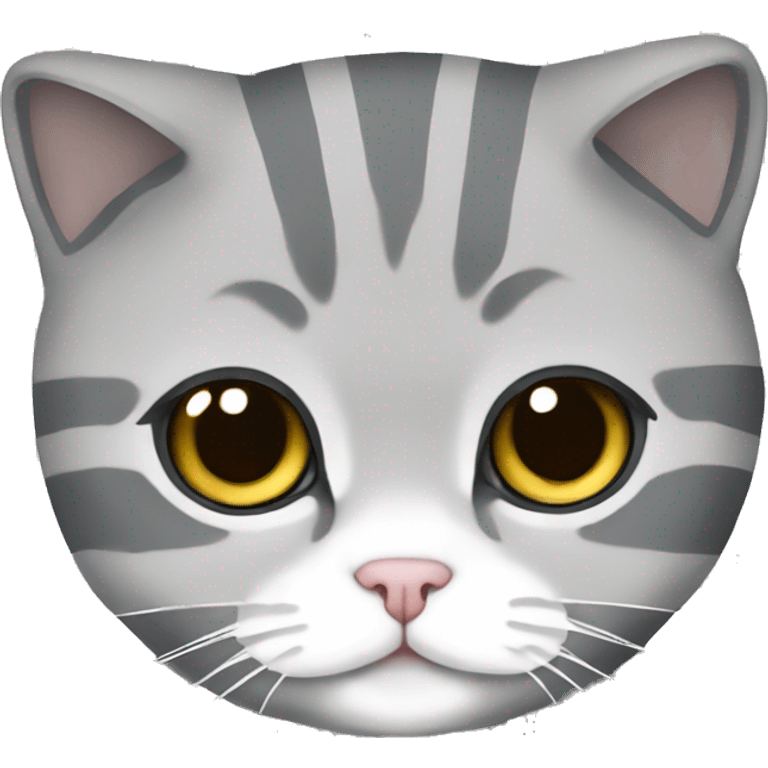 Scottish fold cat in grey white stripes emoji