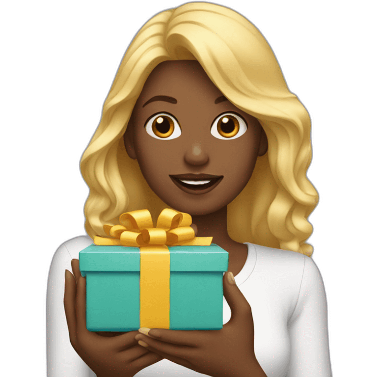 blond woman opening gift emoji