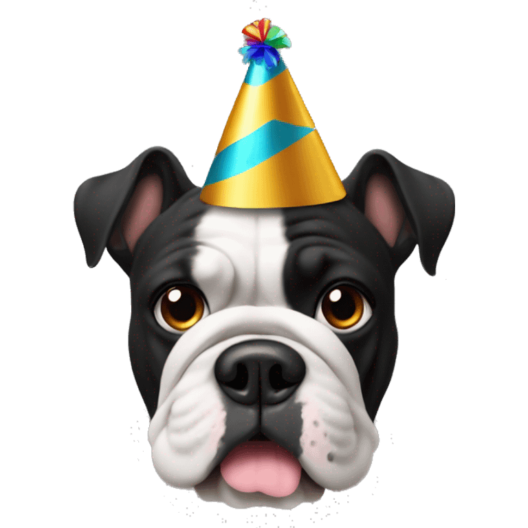 Bulldog black face and party hat emoji