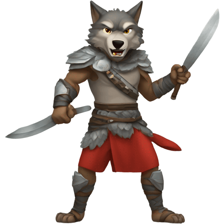 Wolf fighting warrior emoji