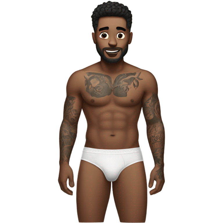 man with tattoo underwear emoji