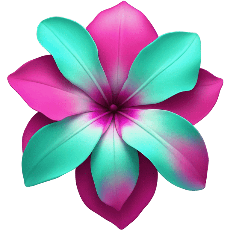 Realistic magenta,hot pink,tiffany blue and mint green gradient tropical flower isolated.  emoji