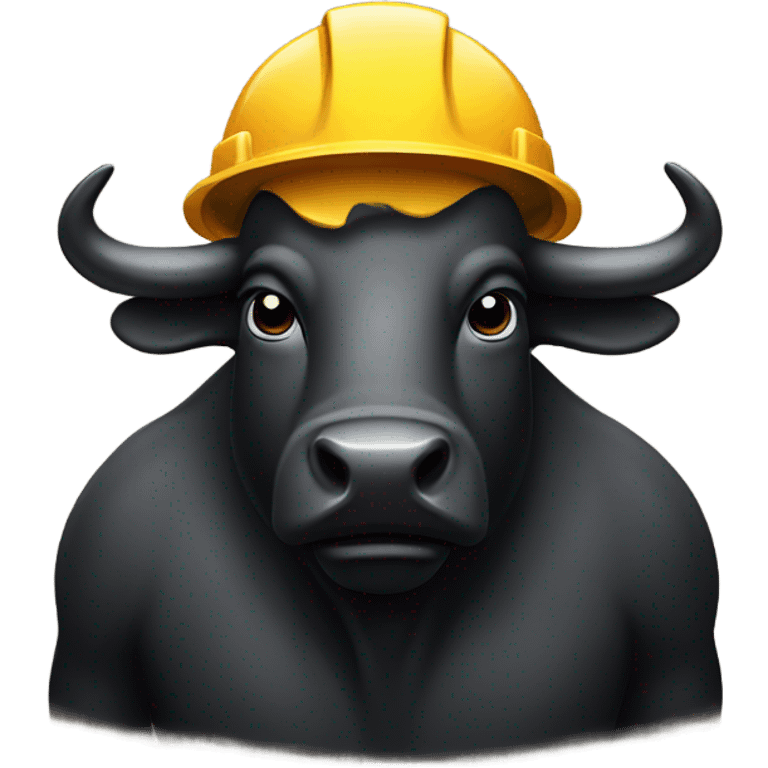 Buffalo animal with solid black hard hat on emoji