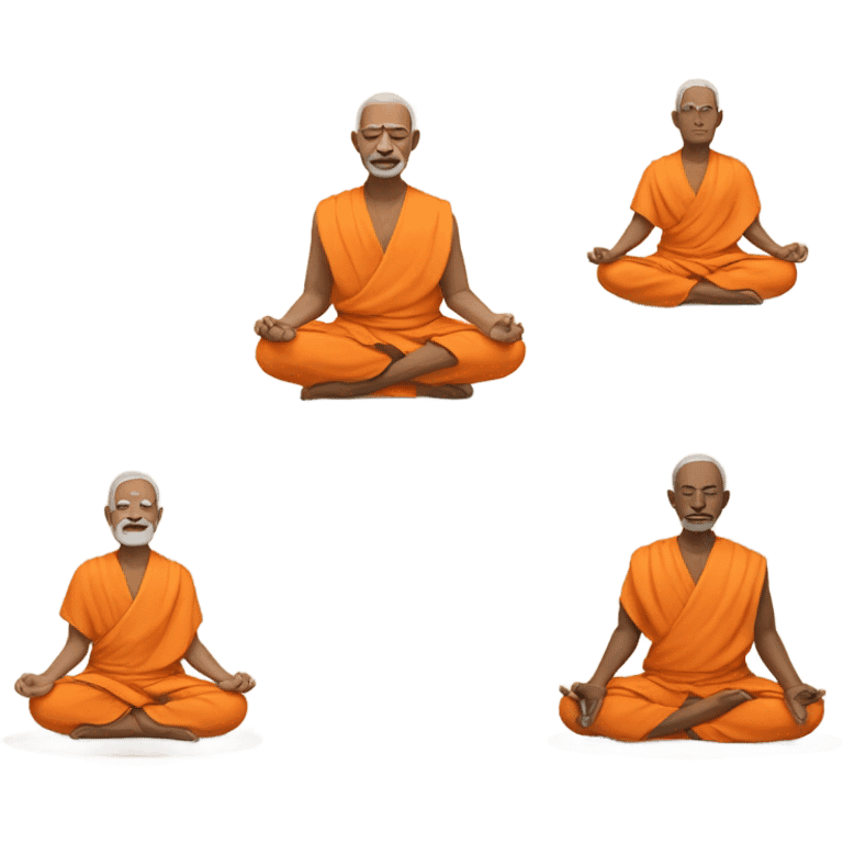 an old yogi with a peaceful and meditative expression. The character should be wearing an orange robe, symbolizing traditional yogic attire. The yogi can be sitting in a lotus position emoji