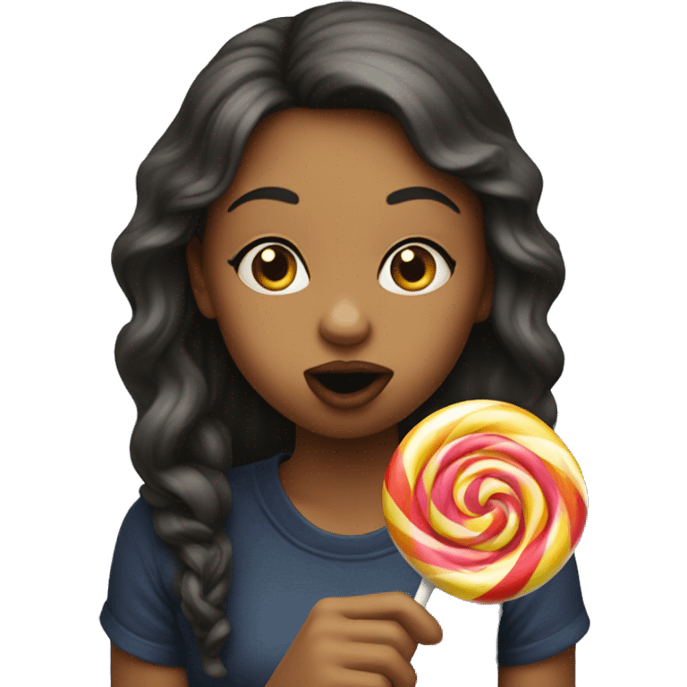 Girl sucking lollipop emoji