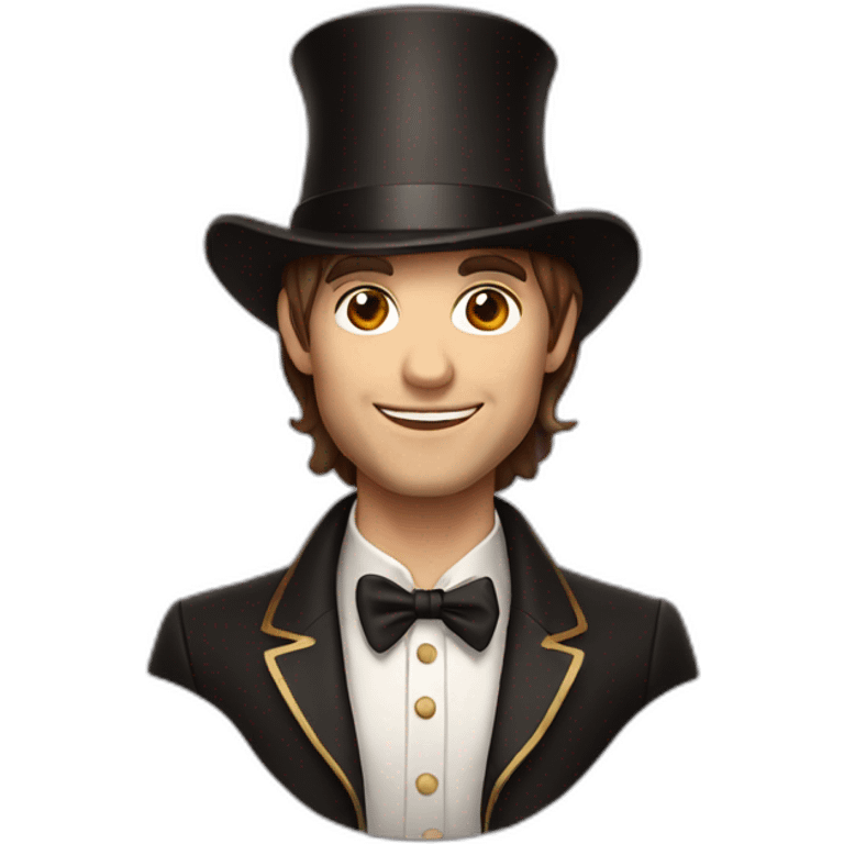 magician with side bangs, brown hair with magician hat emoji