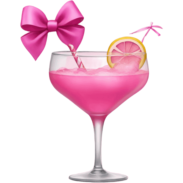 Pink cocktail with a pink bow emoji