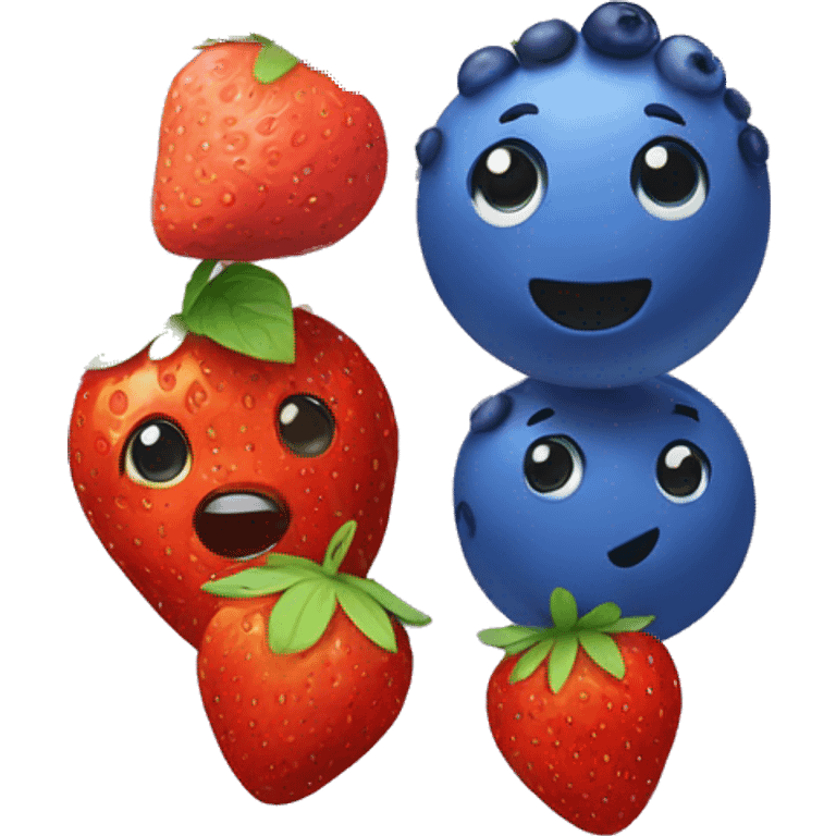 blueberry and strawberry as fruis emoji