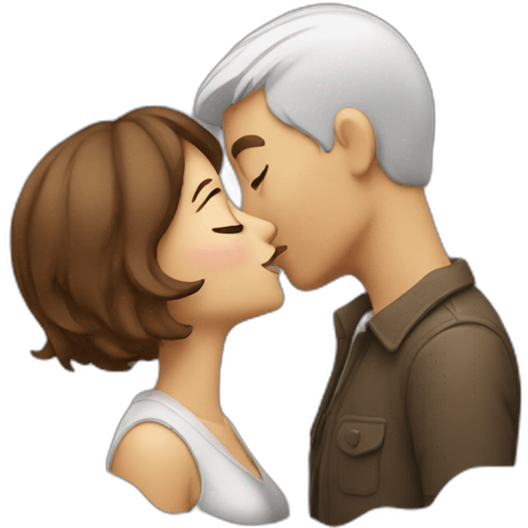 woman kissing man emoji