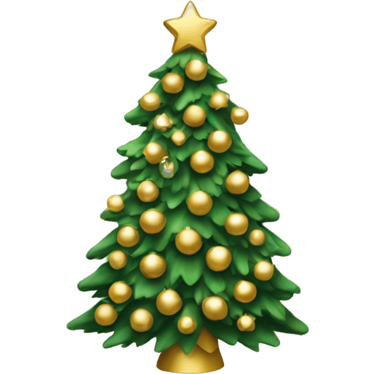 Christmas tree with white and gold decorations emoji