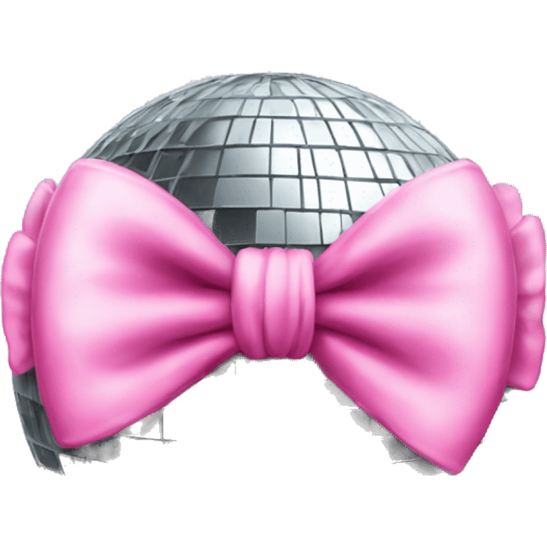 mirrorball with pink bow emoji