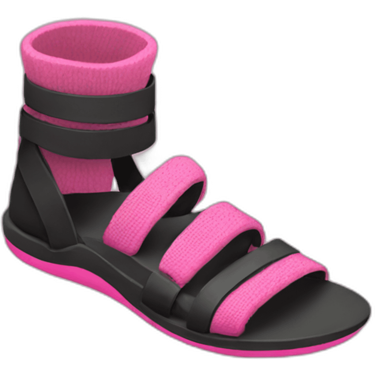 Black sandals with pink socks emoji