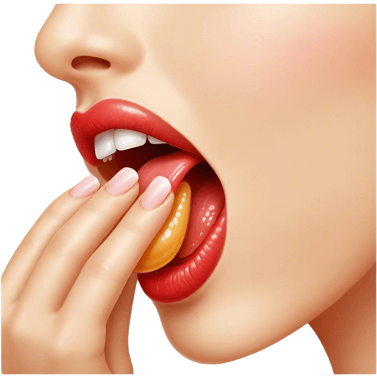 Woman licking on hand emoji