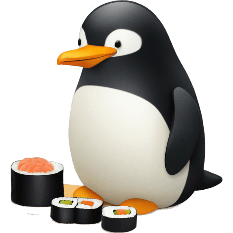 Tux(linux’s penguin) eat sushi emoji